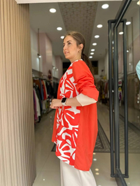 Nuss Triko 23Y5009 Turuncu Ön Detaylı Tunik