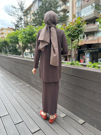 Nuss Triko 24K-029 Kahve Etekli Triko Takım