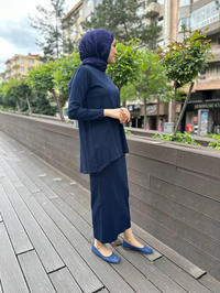 Nuss Triko 24K-029 Lacivert Etekli Triko Takım
