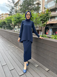 Nuss Triko 24K-029 Lacivert Etekli Triko Takım
