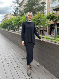 Nuss Triko 24K-029 Siyah Etekli Triko Takım