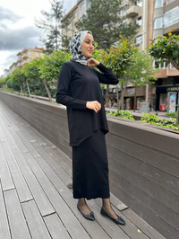 Nuss Triko 24K-029 Siyah Etekli Triko Takım