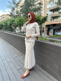 Nuss Triko 24K-1300 Bej Etekli Triko Takım