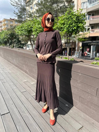 Nuss Triko 24K-1300 Kahve Etekli Triko Takım