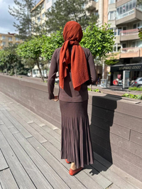 Nuss Triko 24K-1300 Kahve Etekli Triko Takım