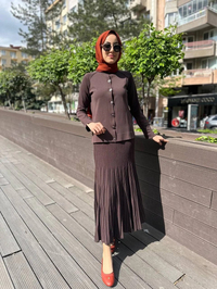 Nuss Triko 24K-1300 Kahve Etekli Triko Takım