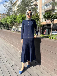 Nuss Triko 24K-1300 Lacivert Etekli Triko Takım