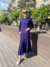 Nuss Triko 24K-1300 Mor Etekli Triko Takım