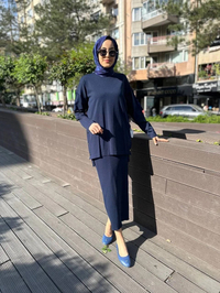 Nuss Triko 24K-1302 Lacivert Etekli Triko Takım