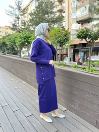Nuss Triko 24K-1302 Mor Etekli Triko Takım