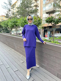 Nuss Triko 24K-1302 Mor Etekli Triko Takım