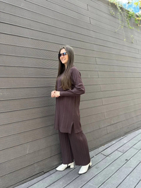 Nuss Triko 24K-610 Kahve Pantolonlu Triko Takım