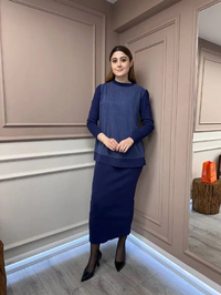 Nuss Triko 25K013 İndigo Merserize Triko Etek