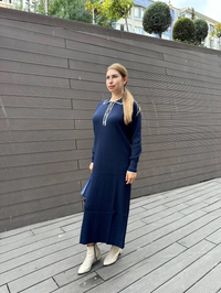 Nuss Triko 25K1410 Lacivert Düğmeli Triko Elbise