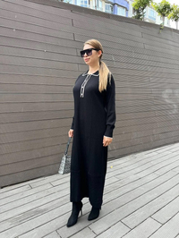 Nuss Triko 25K1410 Siyah Düğmeli Triko Elbise