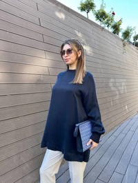 Nuss Triko 25K3005 Lacivert İpek Tunik