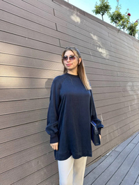 Nuss Triko 25K3005 Lacivert İpek Tunik