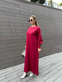Nuss Triko 25K518 Bordo Triko Düz Elbise