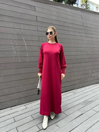 Nuss Triko 25K518 Bordo Triko Düz Elbise