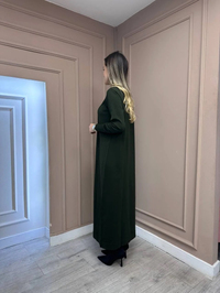 Nuss Triko 25Y1420 Haki Fitil Detaylı Triko Elbise