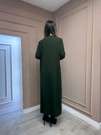 Nuss Triko 25Y1420 Haki Fitil Detaylı Triko Elbise