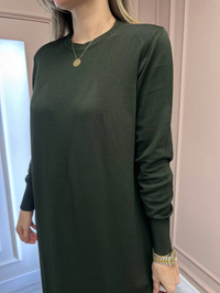 Nuss Triko 25Y1420 Haki Fitil Detaylı Triko Elbise