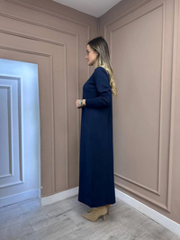 Nuss Triko 25Y1420 Lacivert Fitil Detaylı Triko Elbise