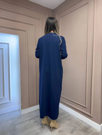 Nuss Triko 25Y1420 Lacivert Fitil Detaylı Triko Elbise