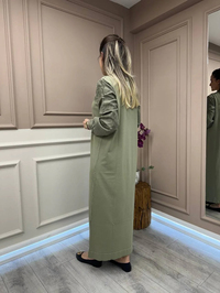 Nuss Triko 25Y2062 Kekik Kol Detaylı Triko Elbise