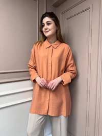 Nuss Triko 25Y3001 Oranj Tensel Gömlek
