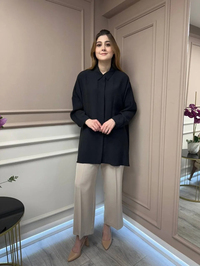 Nuss Triko 25Y3001 Siyah Tensel Gömlek
