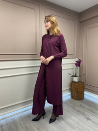 Nuss Triko 25Y512 Bordo Triko Uzun Hırka