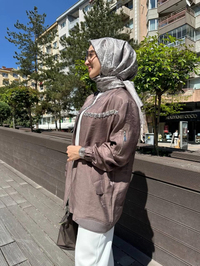 Nuss Triko 25Y6038 Kahve Taş Detaylı Kap