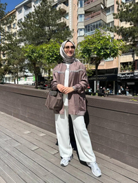 Nuss Triko 25Y6038 Kahve Taş Detaylı Kap