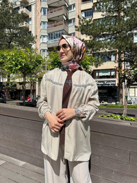 Nuss Triko 25Y6038 Taş Taş Detaylı Kap