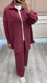 Nuss Triko 26K1021 Bordo Cep Detaylı İkili Takım