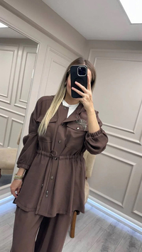 Nuss Triko 26K1022 Bitter İşleme Detaylı Bağlamalı Takım