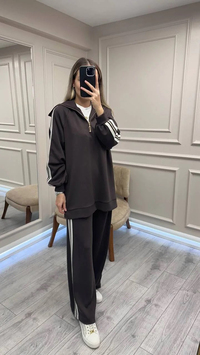 Nuss Triko 26K1041 Kahve Yakası Fermuarlı Takım