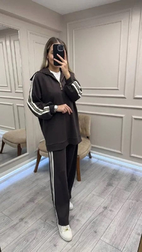 Nuss Triko 26K1041 Kahve Yakası Fermuarlı Takım