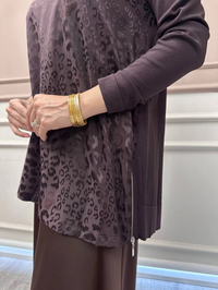 Nuss Triko 26K3002 Kahve Önü Leopar Desen Arkası Triko Tunik