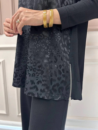 Nuss Triko 26K3002 Siyah Önü Leopar Desen Arkası Triko Tunik