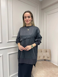 Nuss Triko 26K3003 Antrasit Önü Detaylı Tunik