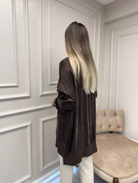 Nuss Triko 26K3003 Kahve Önü Detaylı Tunik