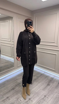 Nuss Triko 26K7008 Kahve Angora Hırka