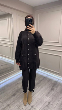 Nuss Triko 26K7008 Kahve Angora Hırka