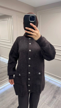 Nuss Triko 26K7008 Kahve Angora Hırka