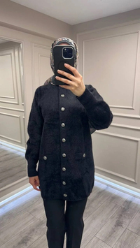 Nuss Triko 26K7008 Siyah Angora Hırka