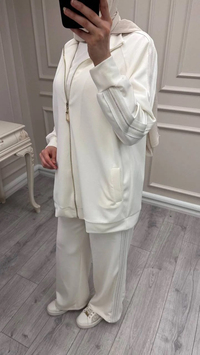 Nuss Triko 26Y1092 Ekru Şerit Detaylı Takım