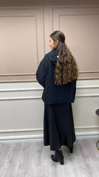 QOOQ 23FW200 Siyah Çift Fermuarlı Sweat