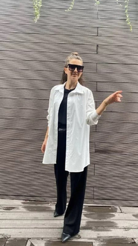 QOOQ 23FW233 Beyaz Tek Cep Detaylı Gömlek